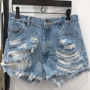 Vintage distressed Wrangler shorts from Aritzia